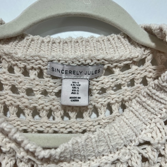 Sincerely Jules Loose Knit Cropped Sweater Size Small - Picture 5 of 5